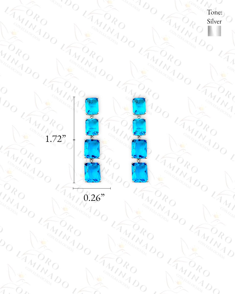 High Quality Silver and Blue Long Earrings G104