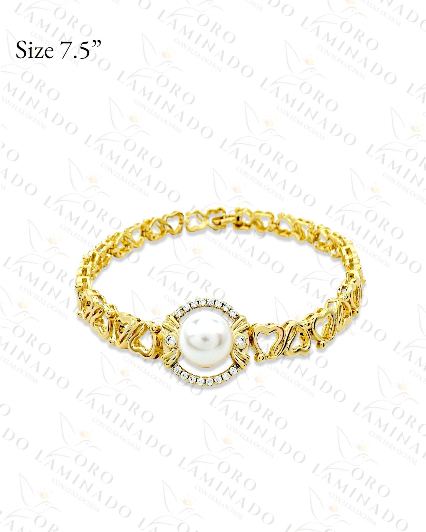 High Quality Pearl and Hearts Gold Bracelet G409