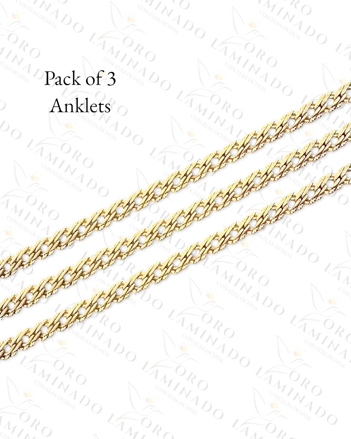 High Quality Pack of 3 Chinese Chain Anklet (Gold Filled) G245