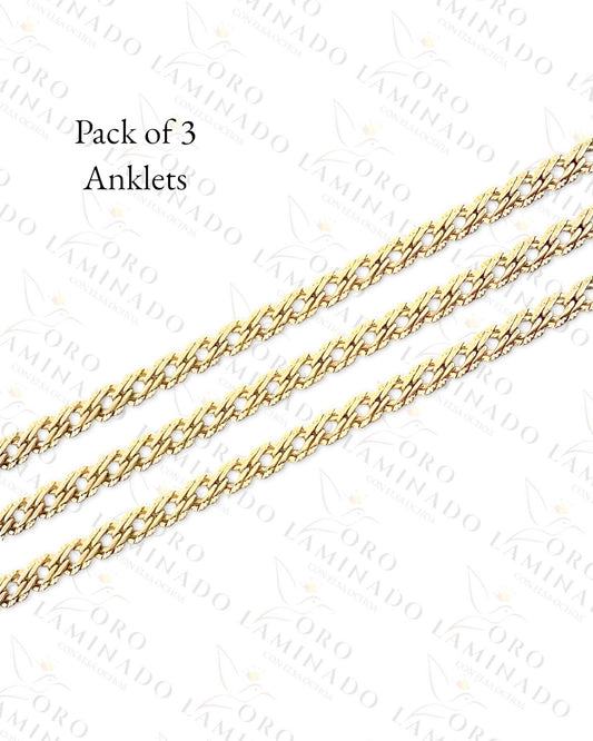 High Quality Pack of 3 Chinese Chain Anklet (Gold Filled) G245