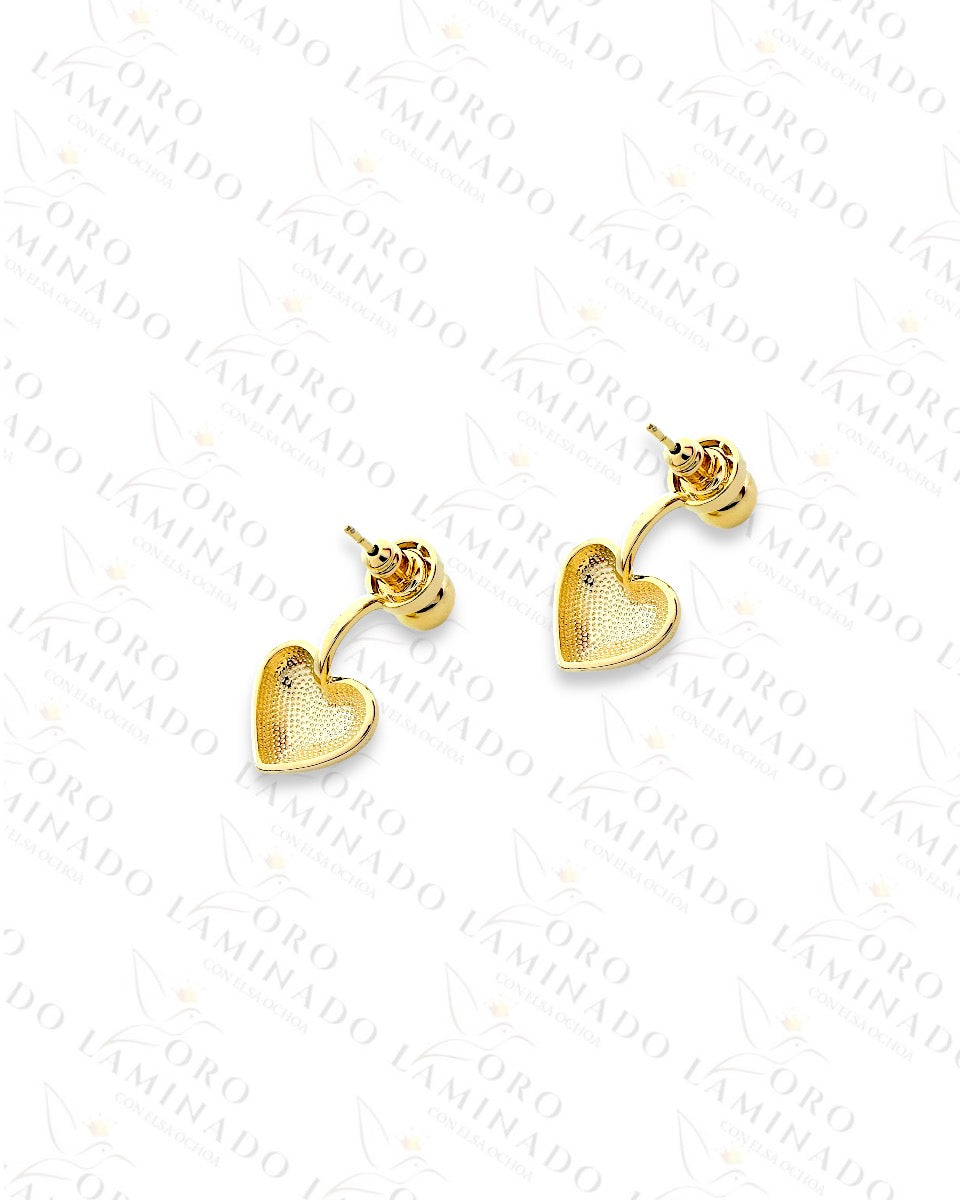 High Quality Heart and Sphere Gold Earrings R381