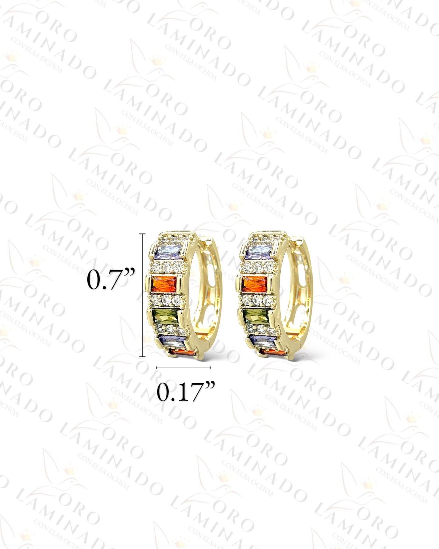 High Quality Multicolor Stones Hoop Earrings R383