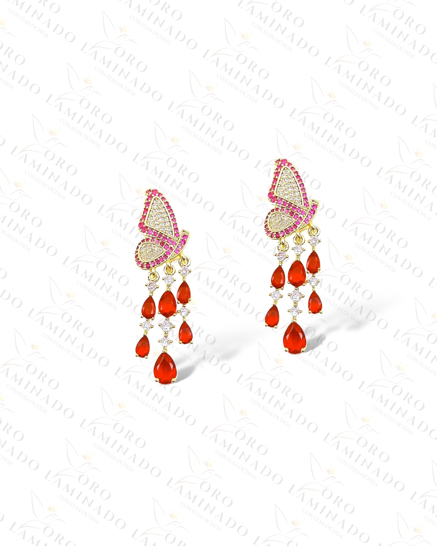 High Quality Pink Butterfly Earrings Y288