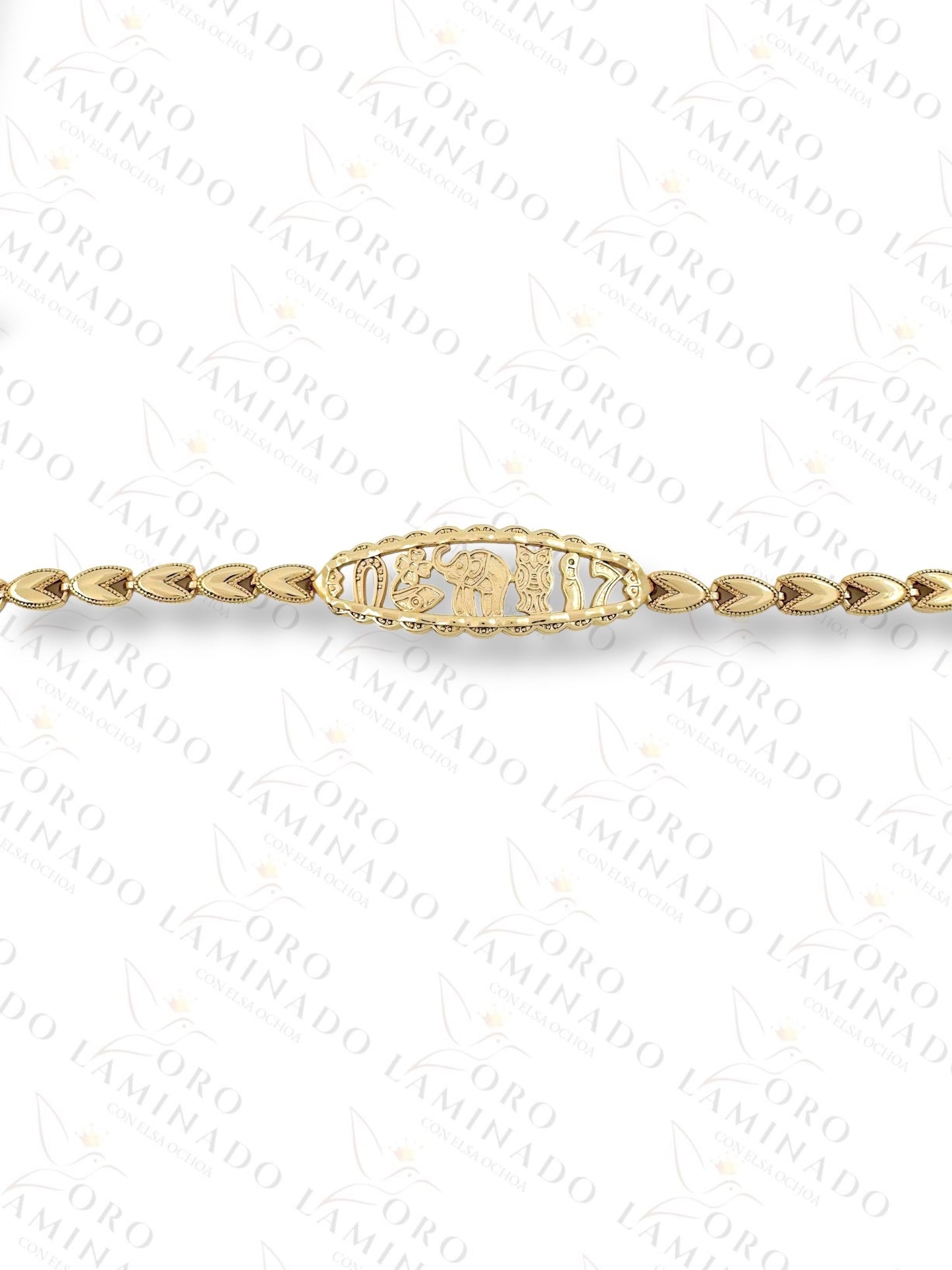 Gold Filled  Seven Power Plaque Bracelet Y132