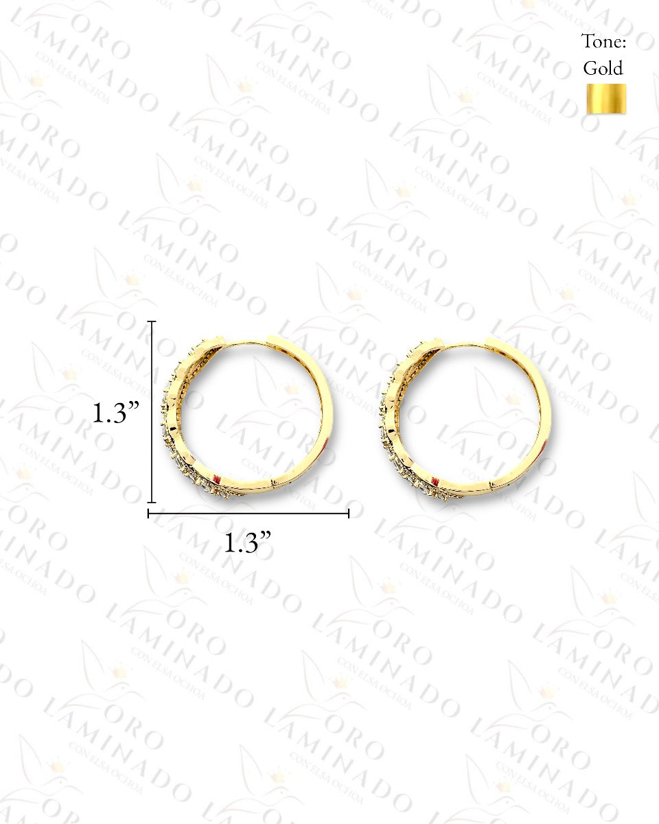 High Quality Crystal Hoop Earrings (Gold Filled) Y110