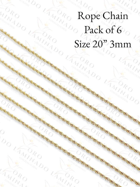 Gold Filled Rope Chain Pack of 6 Size 20" 3mm R36