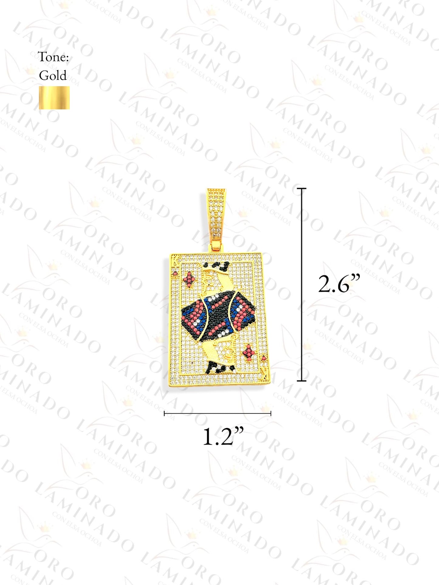 Gold Filled Diamond King Card Pendant R257