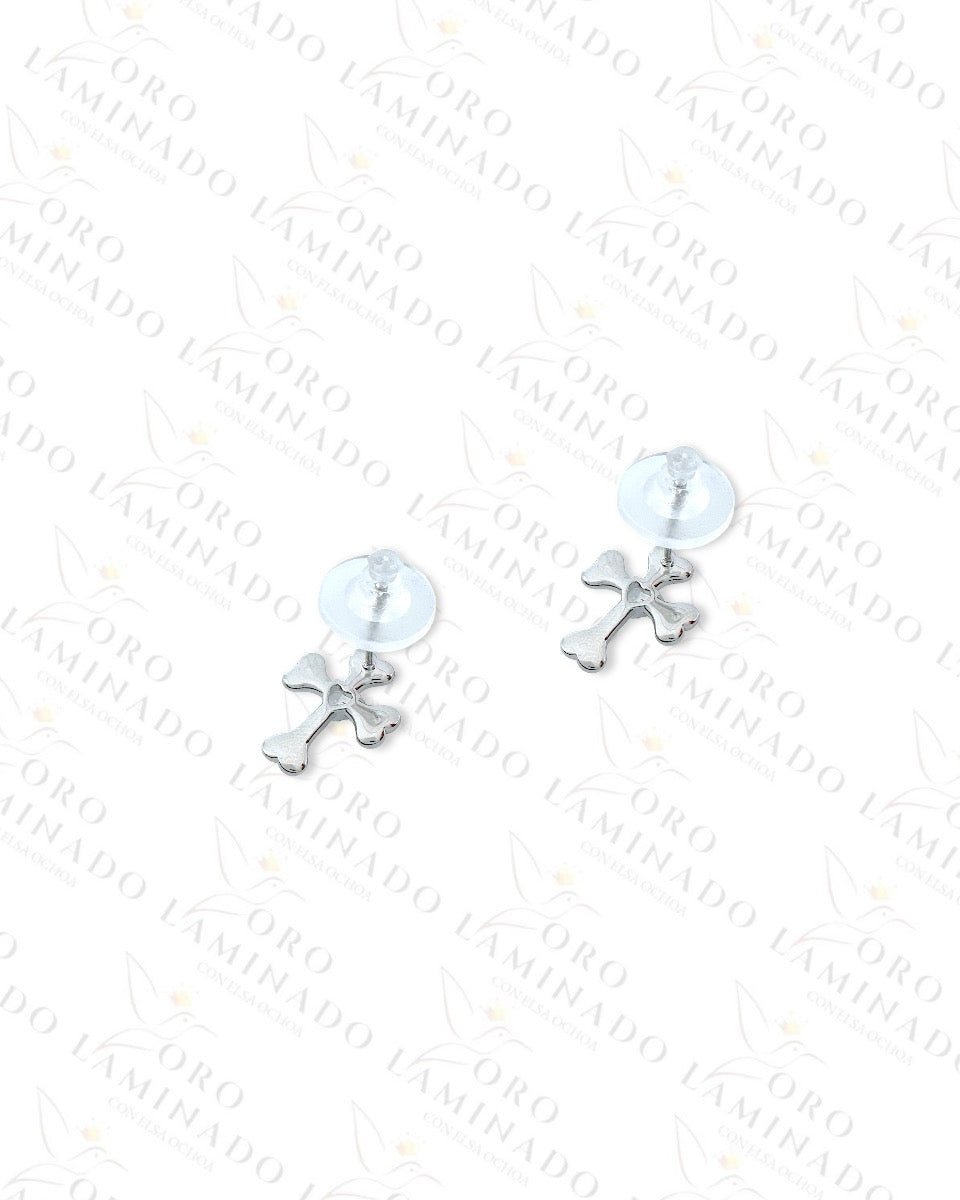 High Quality Silver Heart Cross Earrings G187