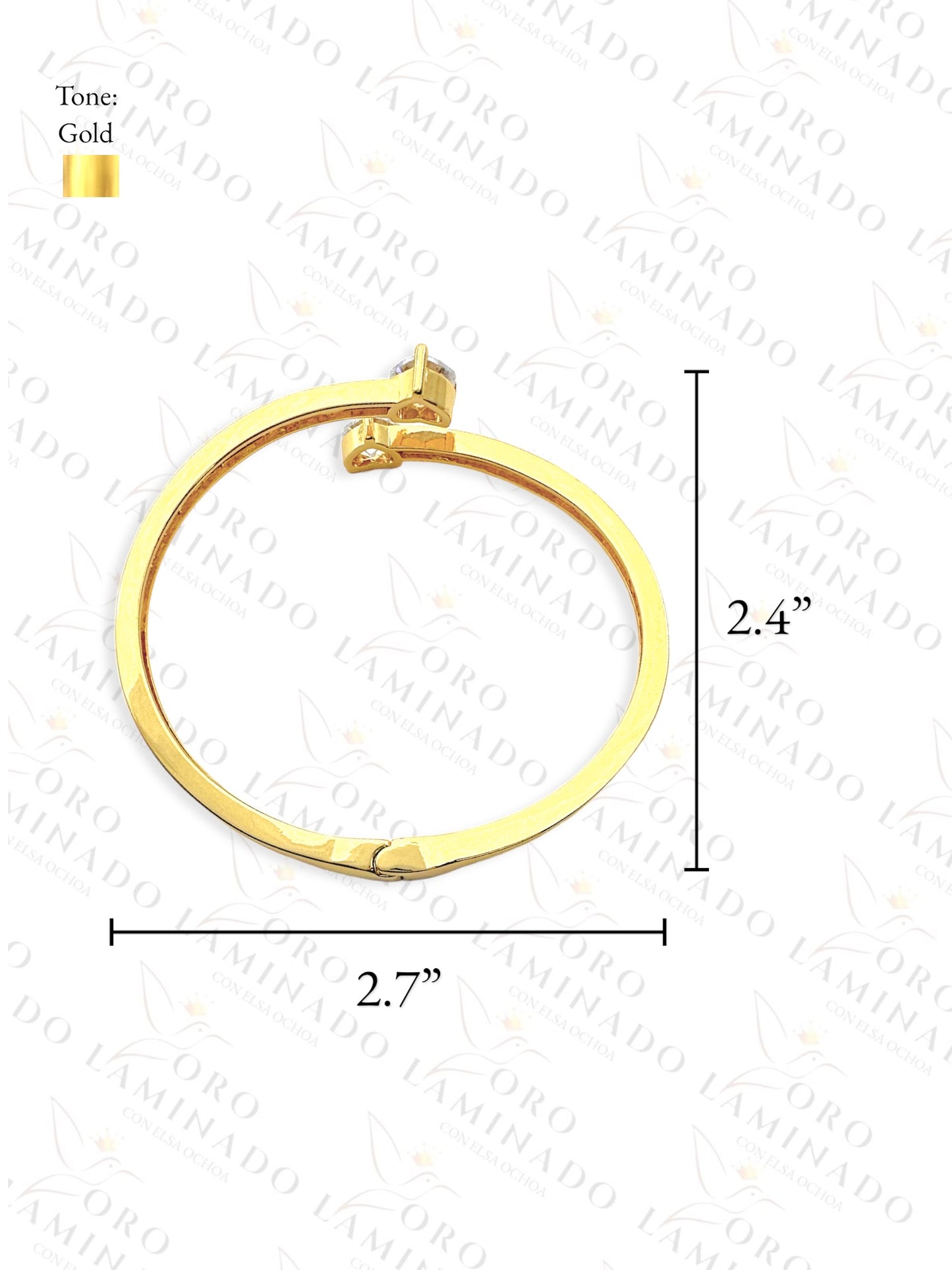 Double Small Heart Bangle Bracelet R409