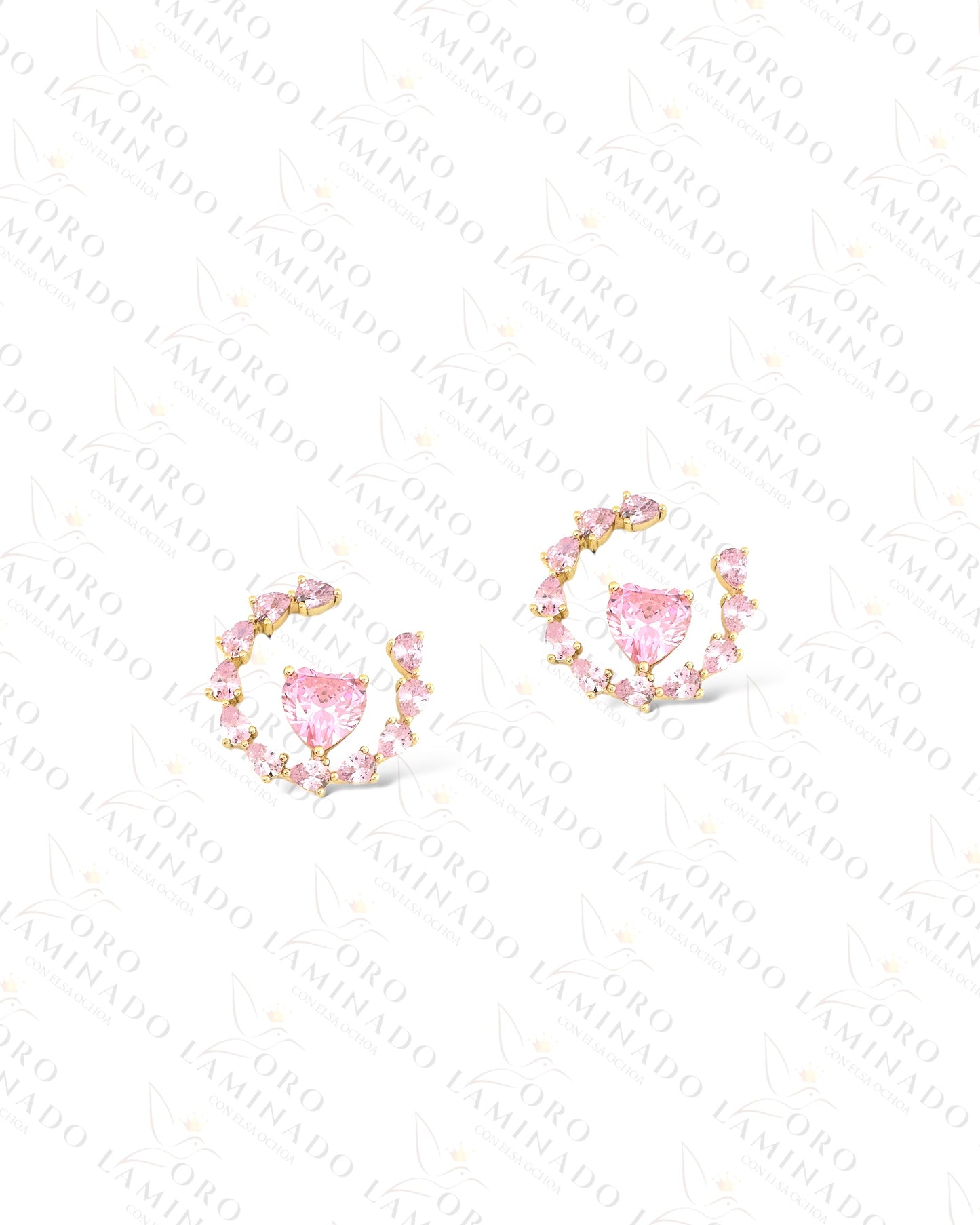 High Quality Pink Round Heart Earrings B301