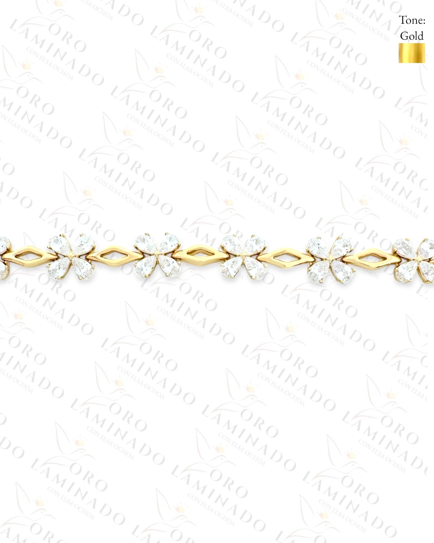 High Quality Crystal Clear Flower Bracelet (Gold Filled) C412