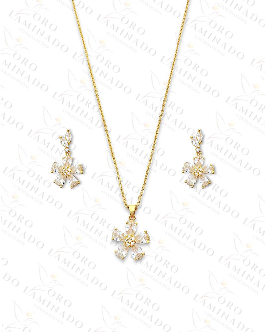 High Quality Clear Crystal Flower Set Y372