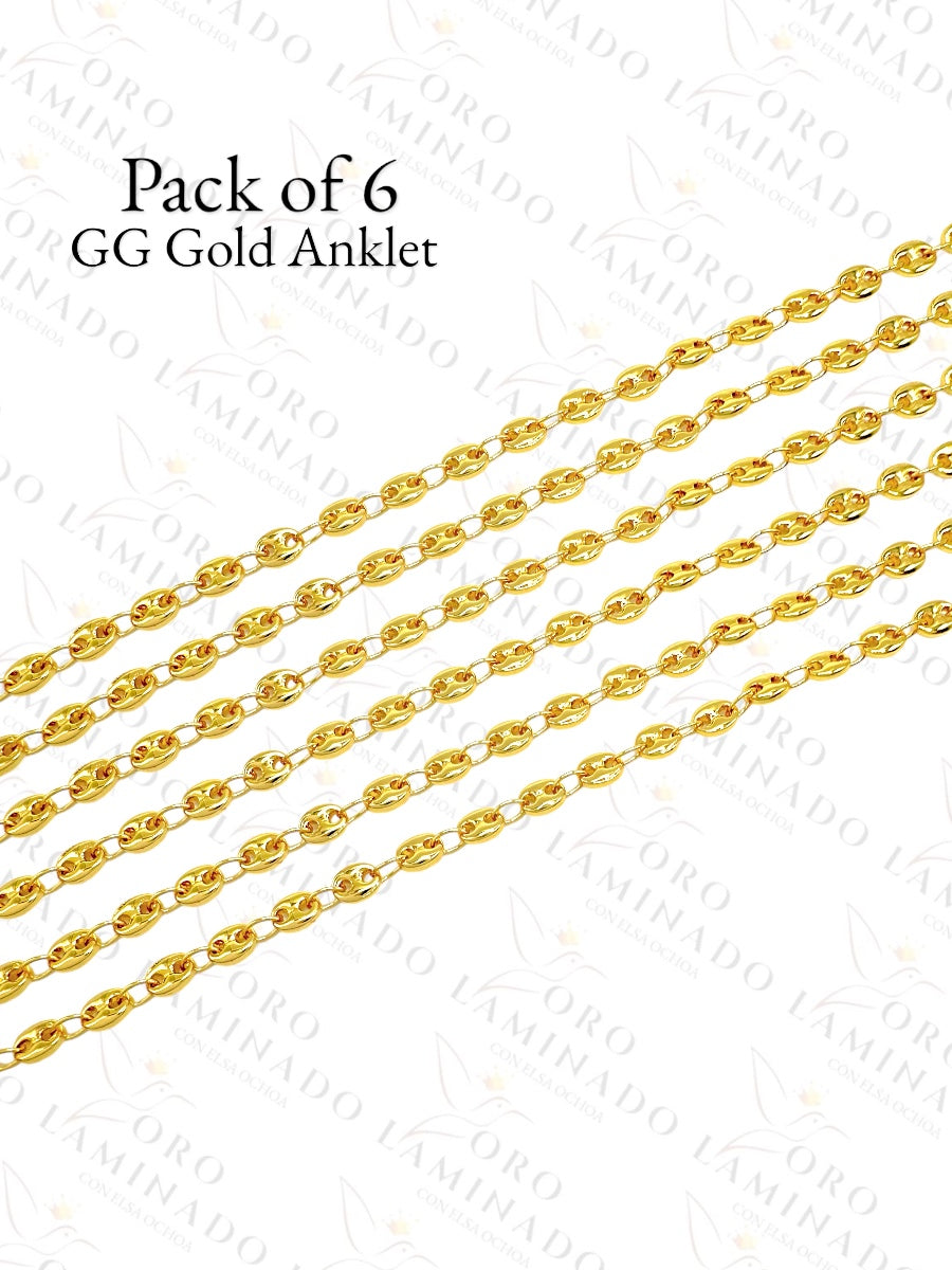 GG Gold Anklet (Pack of 6) B138