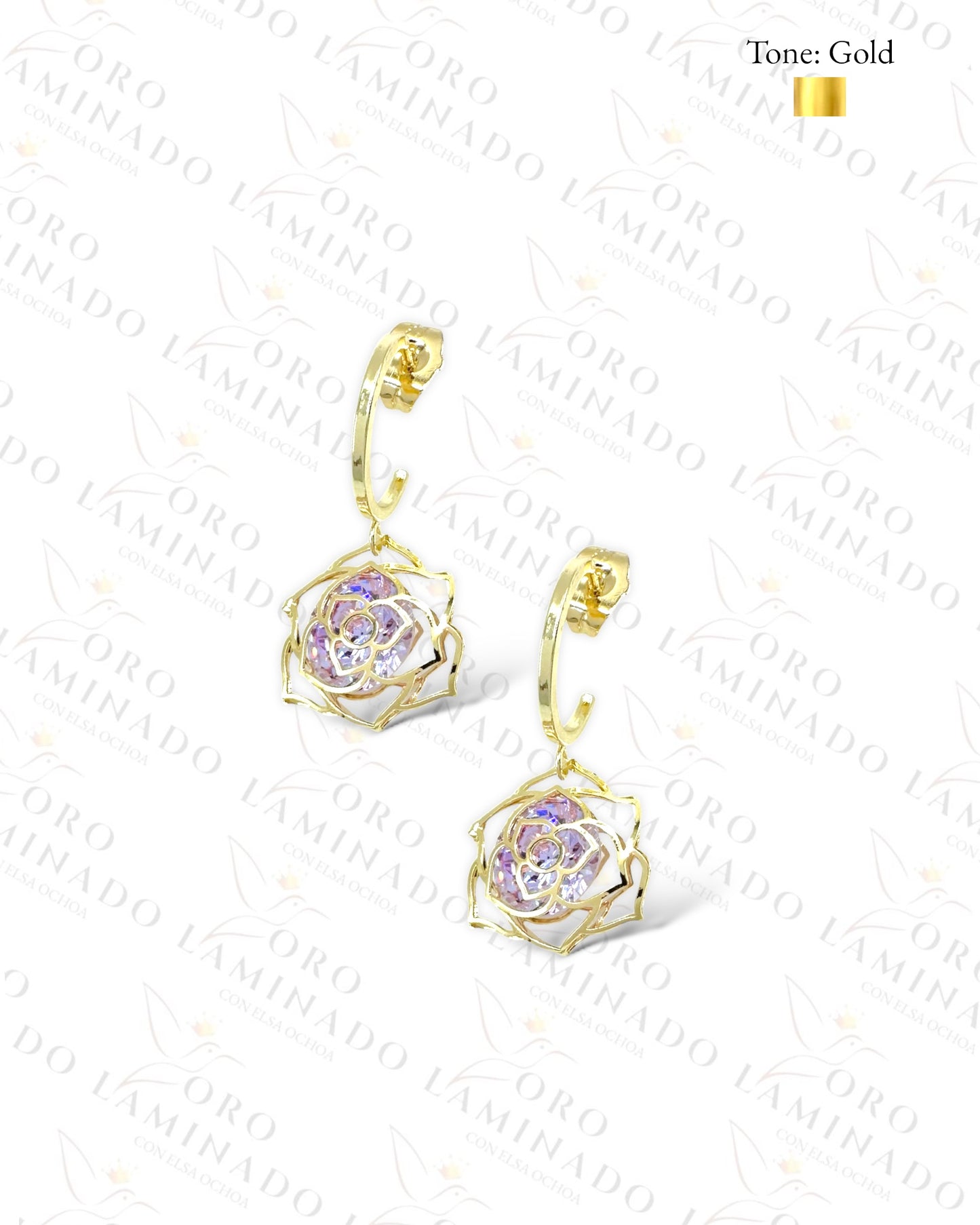 High Quality Purple Eternal Rose Earrings  B448