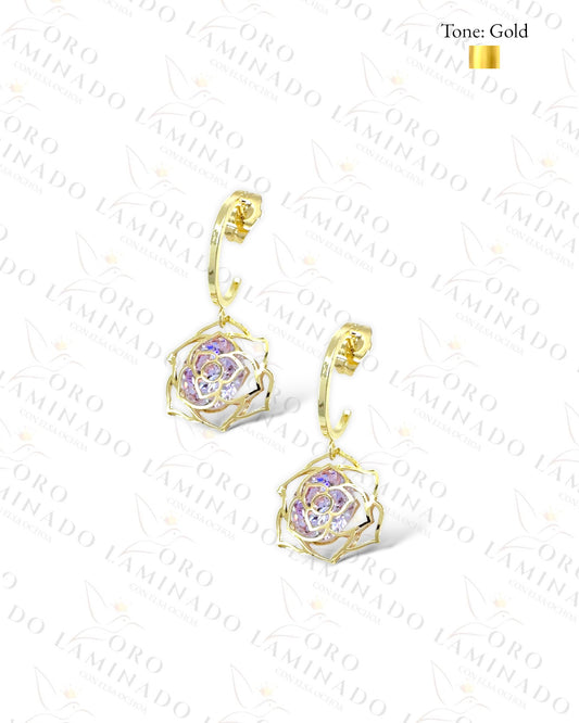 High Quality Purple Eternal Rose Earrings  B448