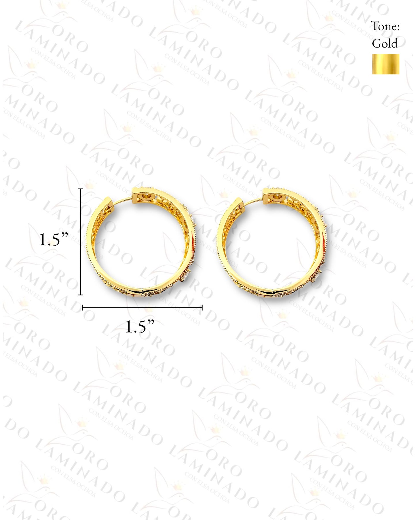 High Quality Crystal Floral Hoop Earrings (Gold Filled) C61