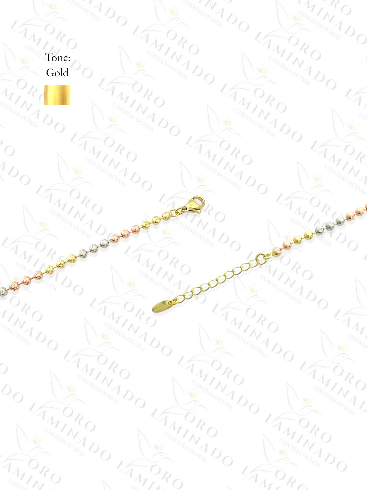 Gold Filled Pack of 3 Three Tones Bead Anklet B412