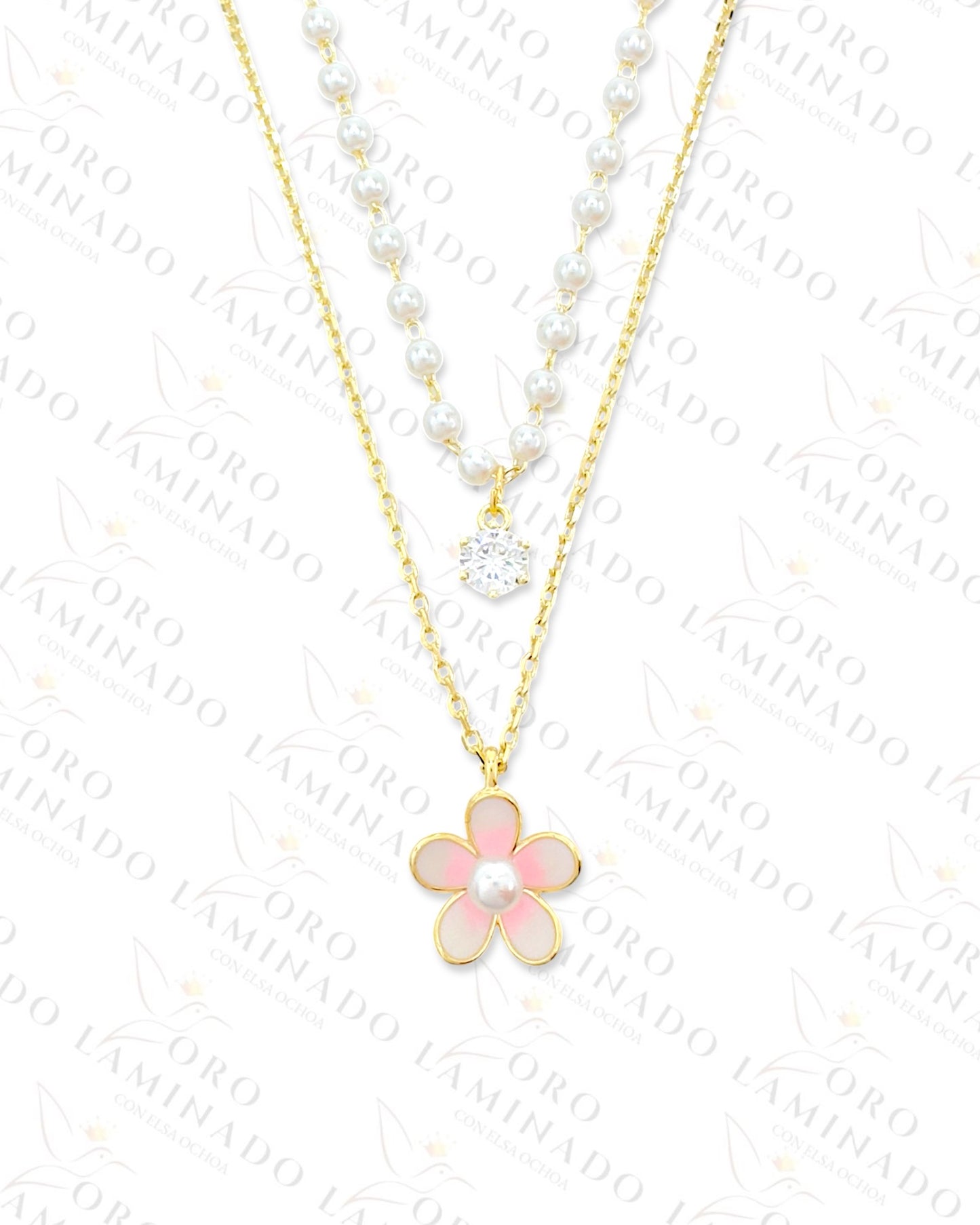 High Quality Flower Pendant Pearl Necklace (Gold Filled) R61