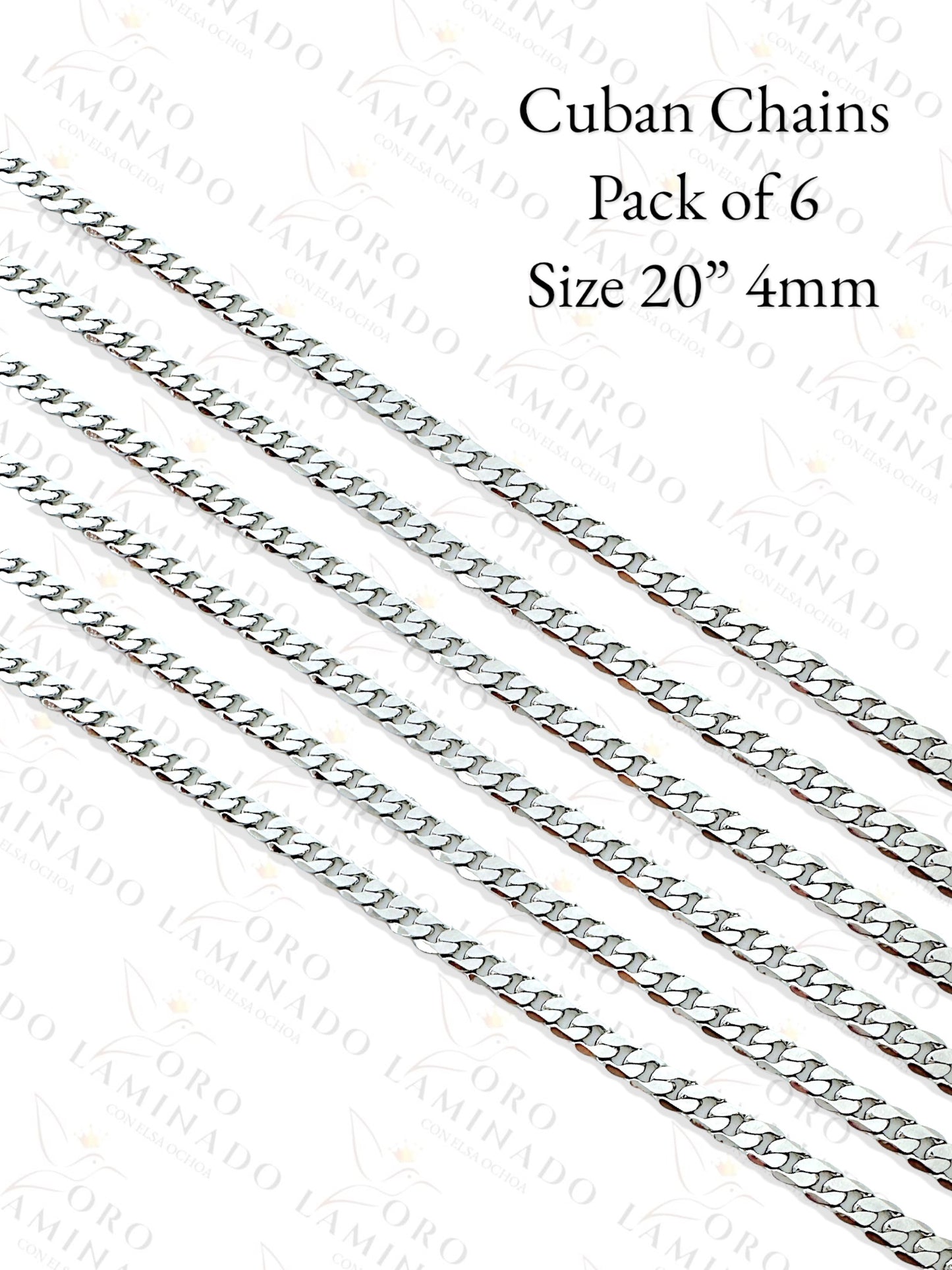 Silver Cuban Chains Pack of 6 Size 20" 4mm