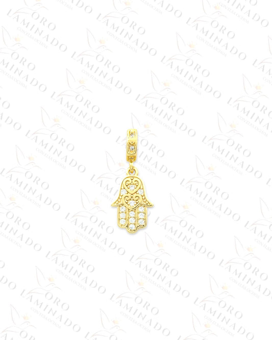 Sparkling Hamsa Hand Charm (Gold Filled) R447