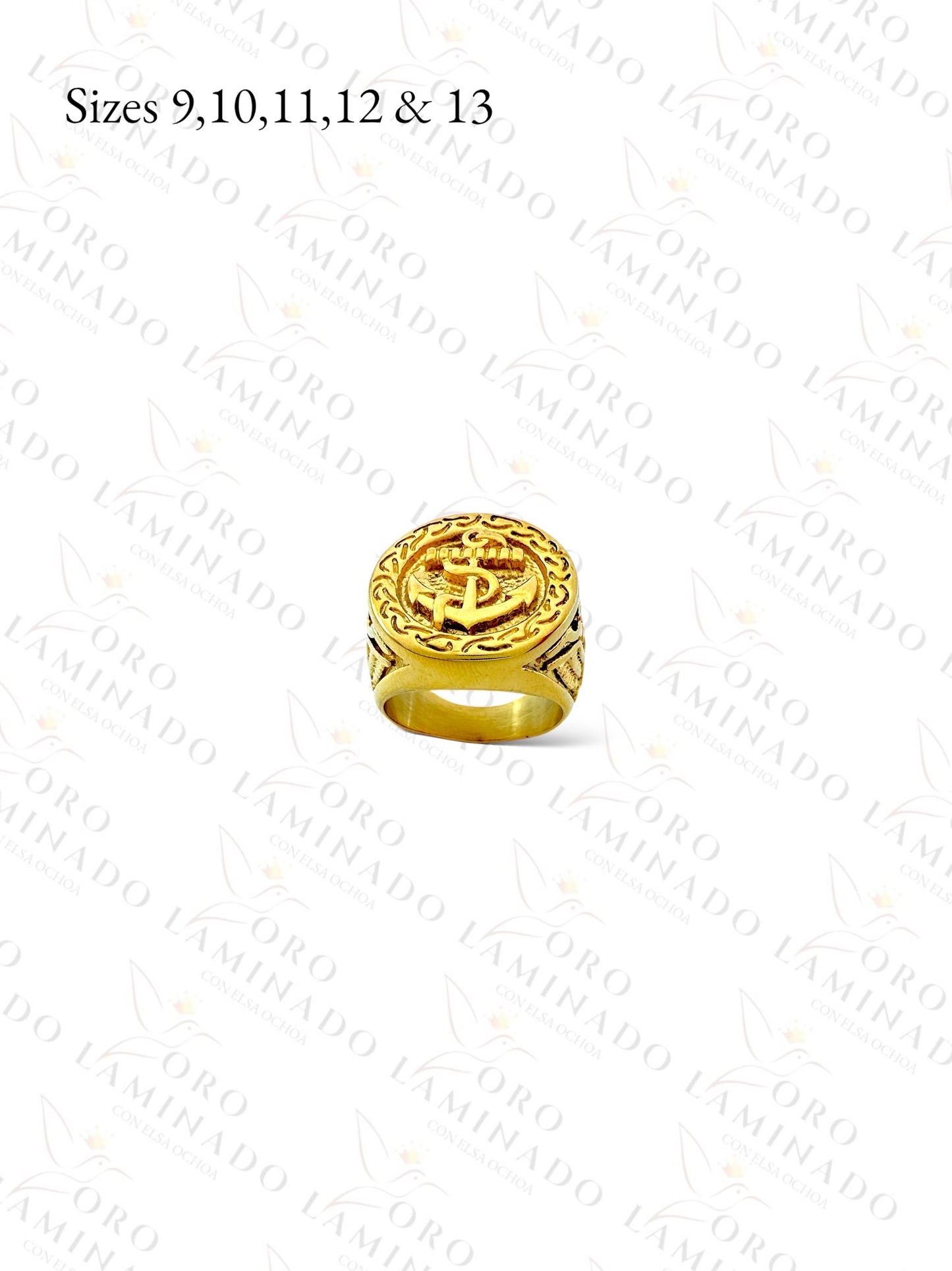 Stainless Steel Gold Anchor Men Ring G424