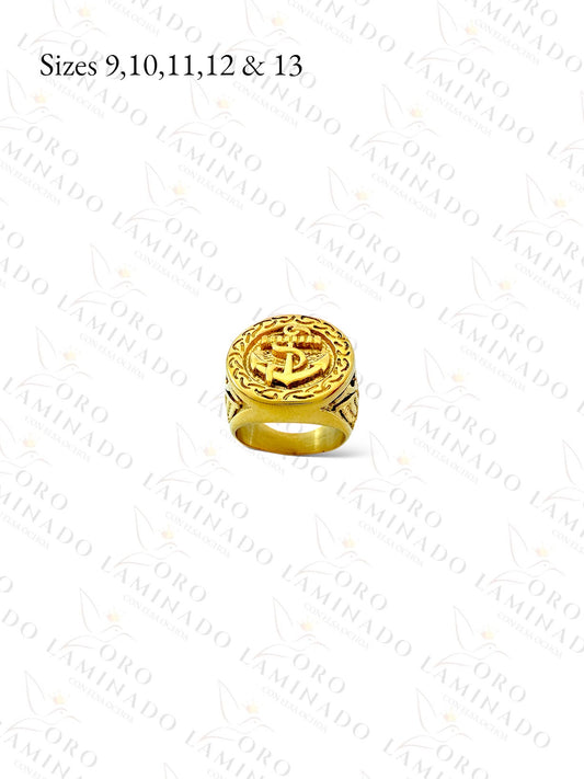 Stainless Steel Gold Anchor Men Ring G424