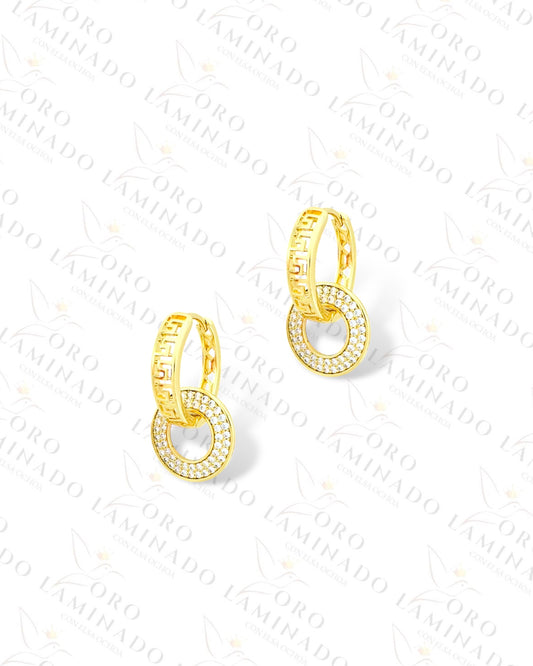 High Quality Greek Design Double Hoop Earrings (Gold Filled) R173