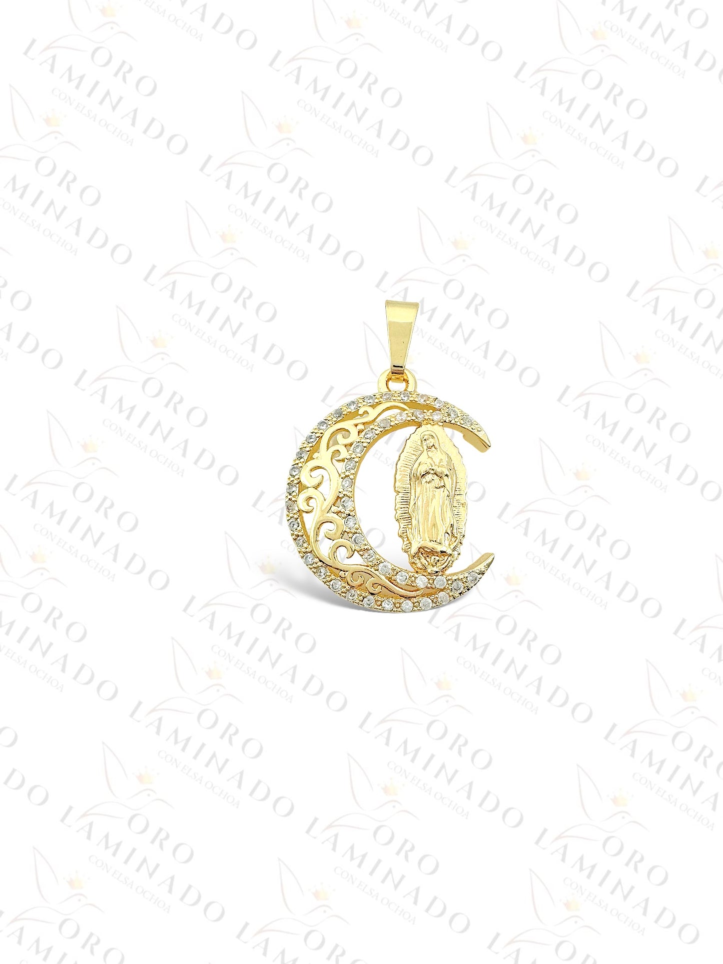 Gold Filled Virgen Mary Moon Pendant B10