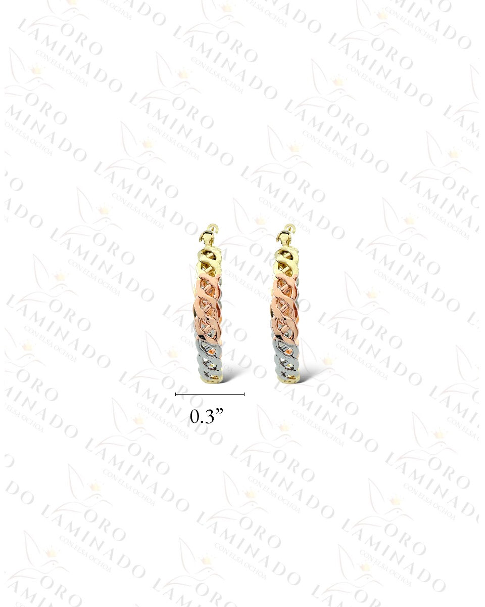 High Quality Tricolor Double Hoop Earrings R212