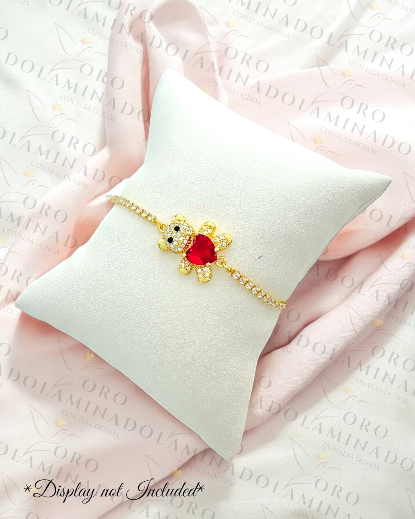 Gold Filled Red Heart Teddy Bear Adjustable Bracelet R181