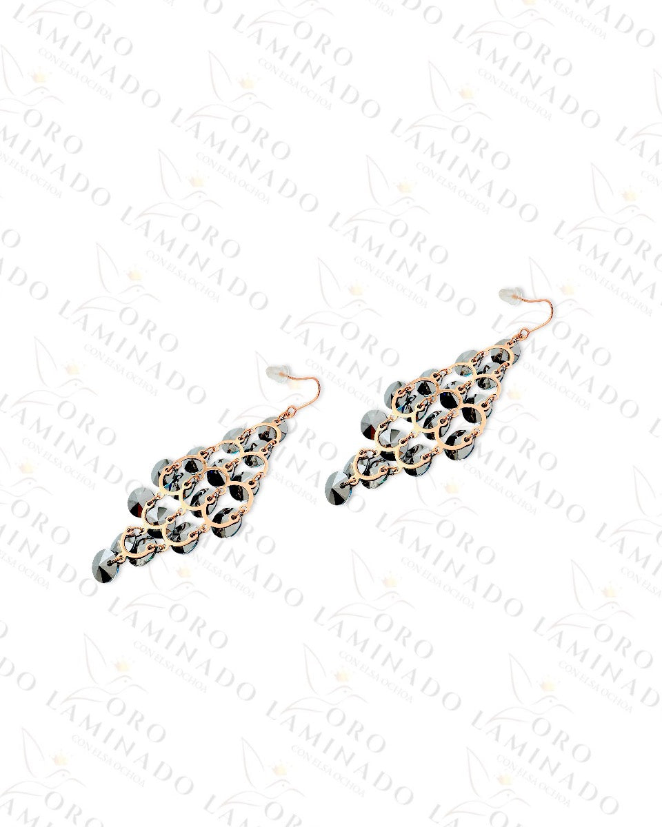 High Quality Blue and Dark Round Stone Long Earrings R351