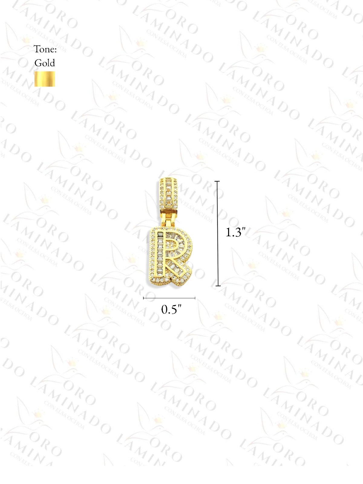 Gold Filled Letter "R" Diamond Pendant G262