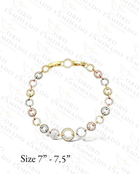 High Quality Three Tones Round Stone Bracelet B384