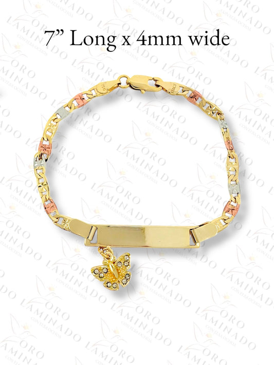 Gold Filled Tricolor butterfly plate bracelet G240