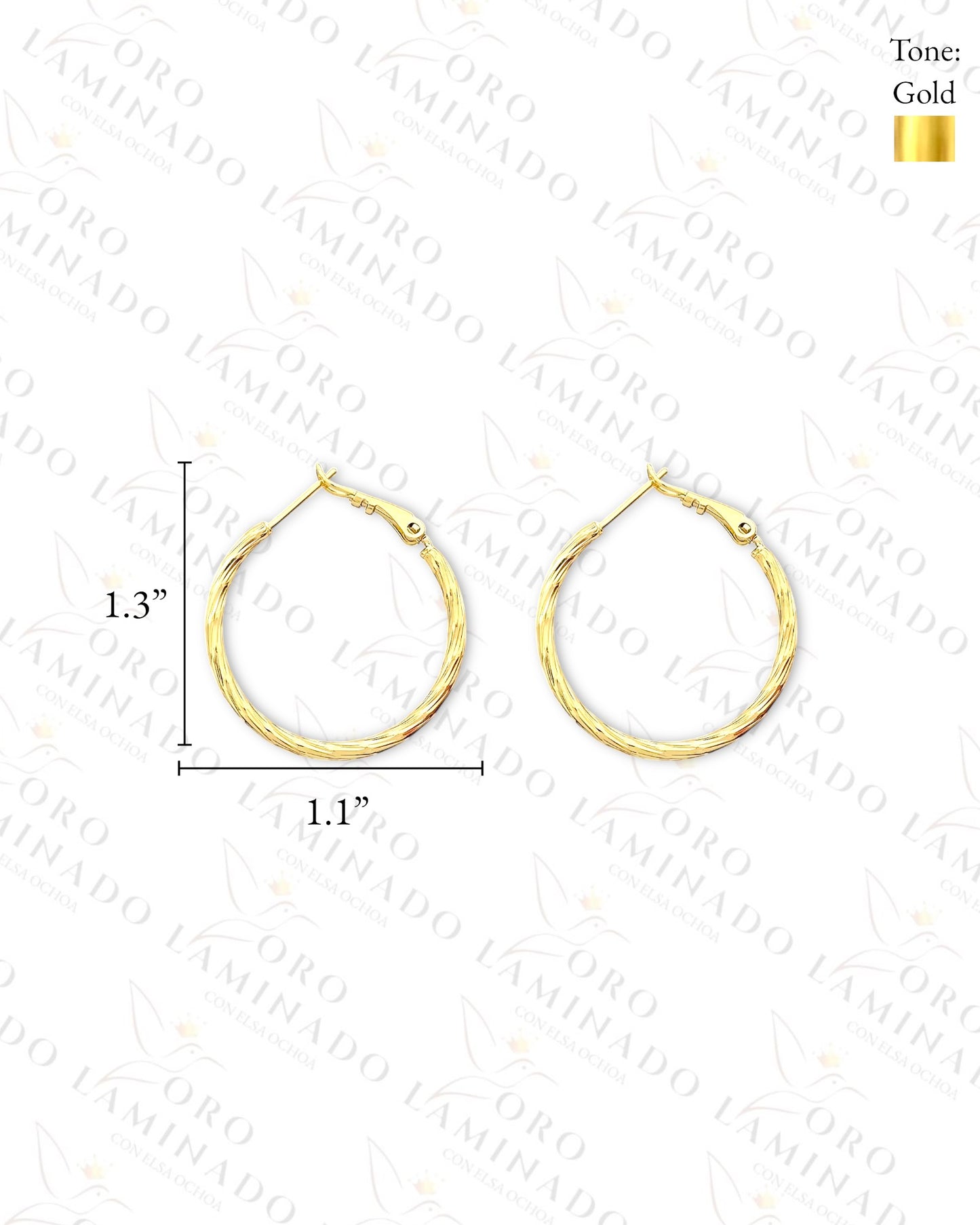 High Quality Textured Hoop Earrings (Gold Filled) R321