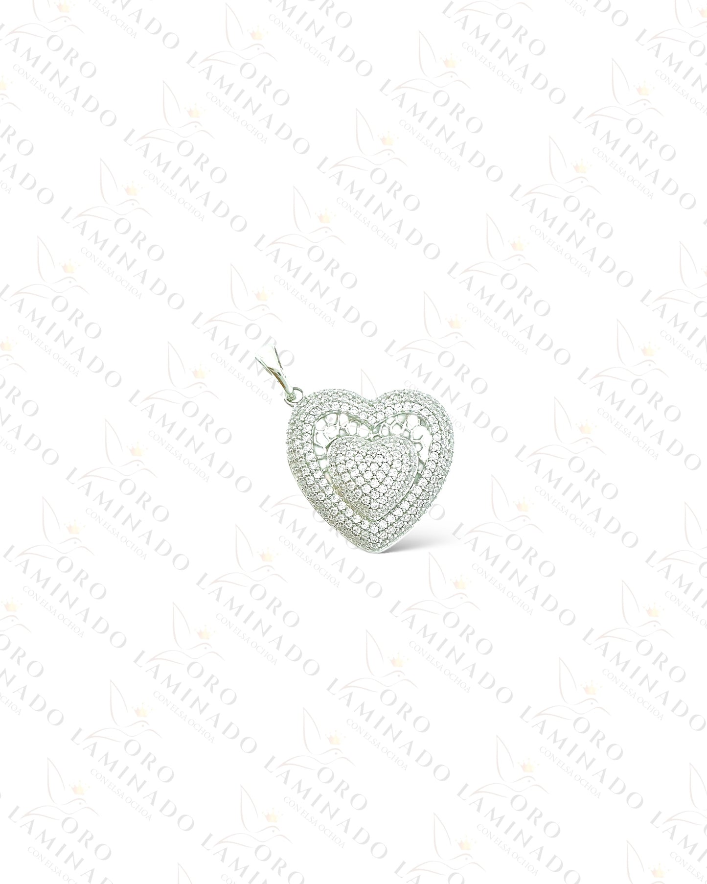 High Quality Silver Double Heart Pendant C92