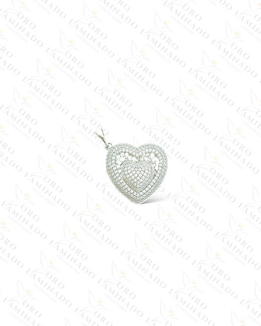 High Quality Silver Double Heart Pendant C92