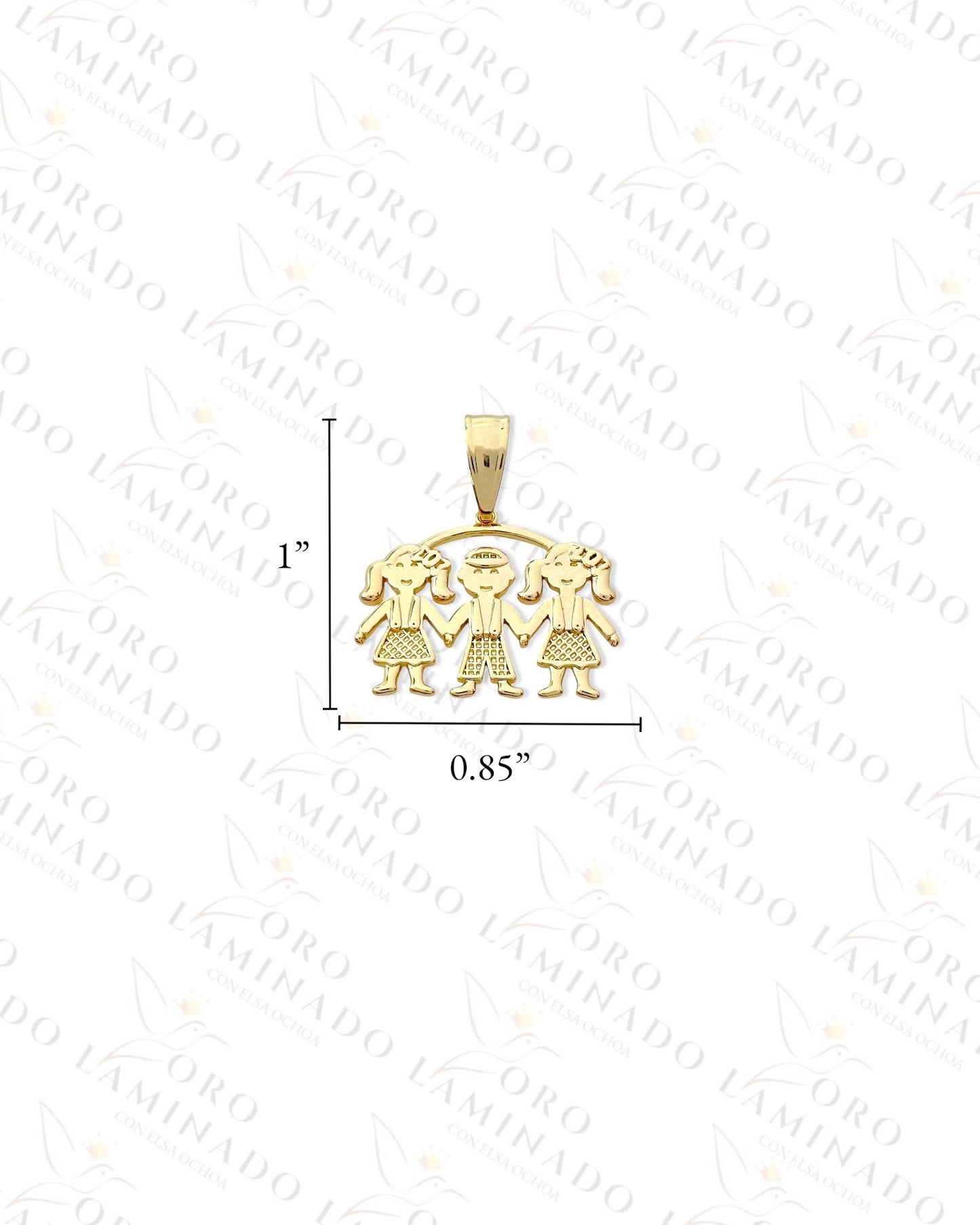 Gold Filled Two Girls and One Boy Pendant C209