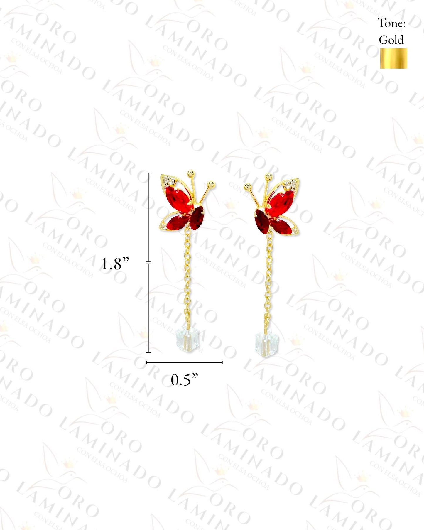 Gold Filled Crystal Butterfly Long Earrings R346