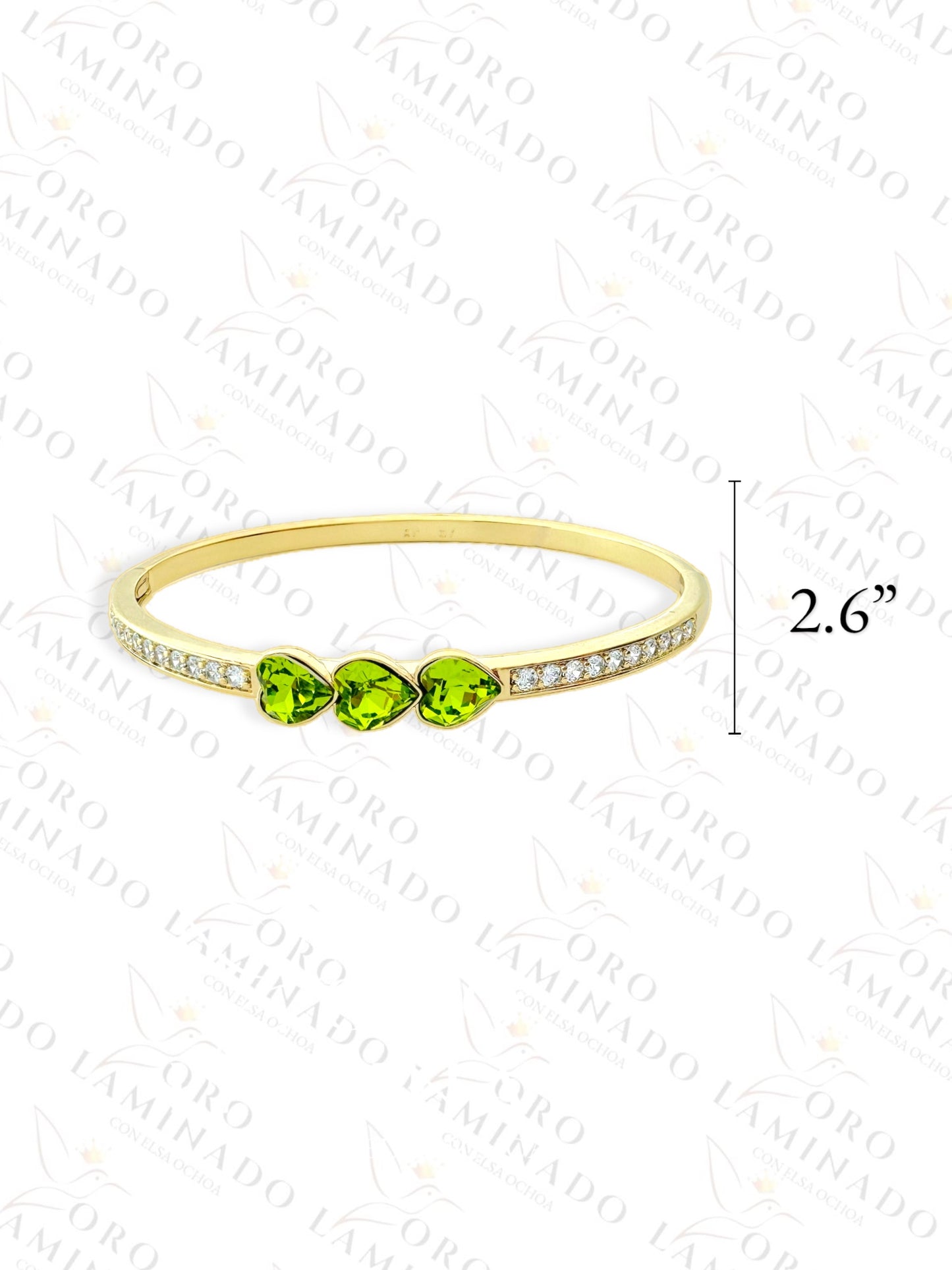 High Quality Light Green Heart Bangle Bracelet R396