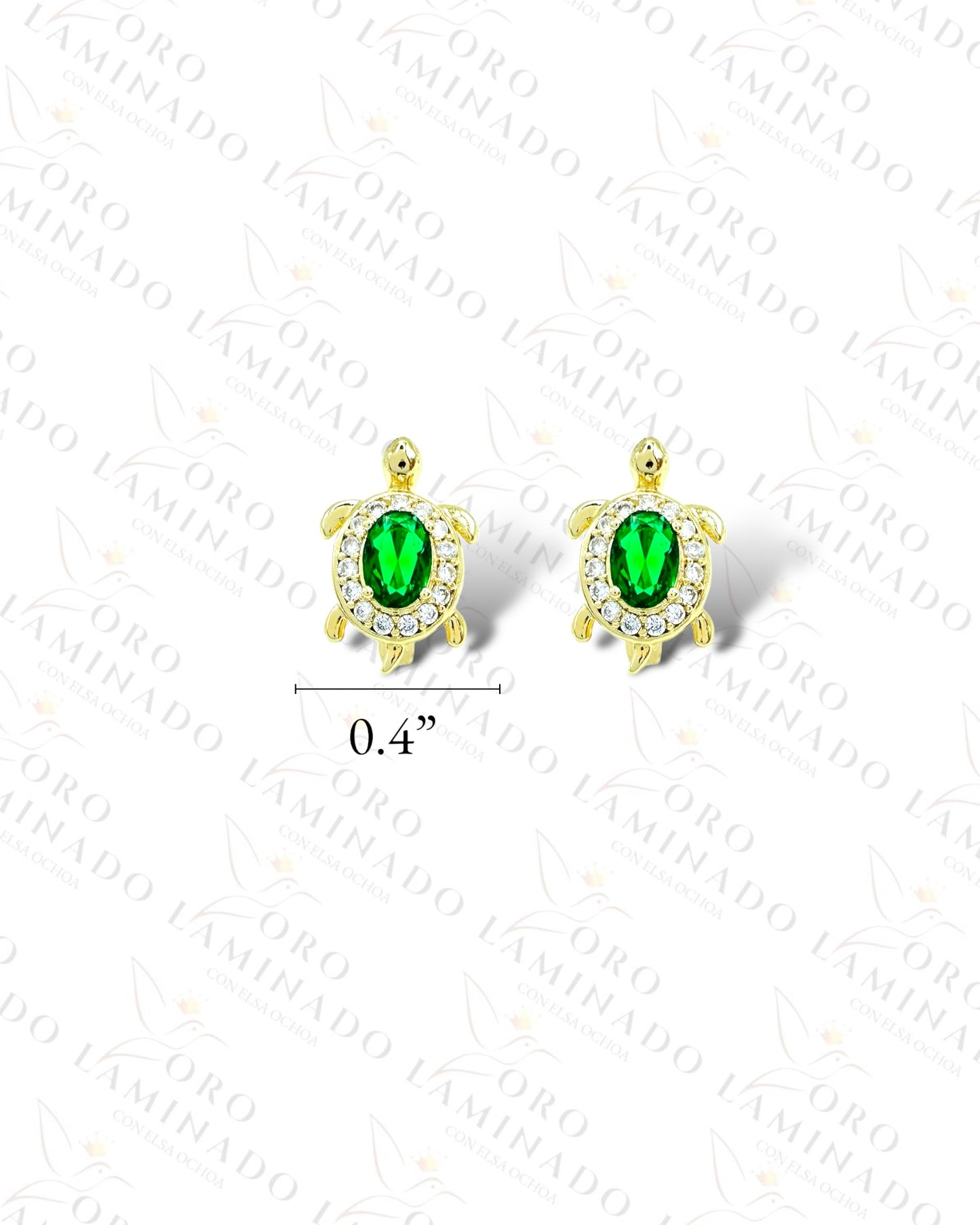 High Quality Green Crystal Turtle Hoop Earrings C4