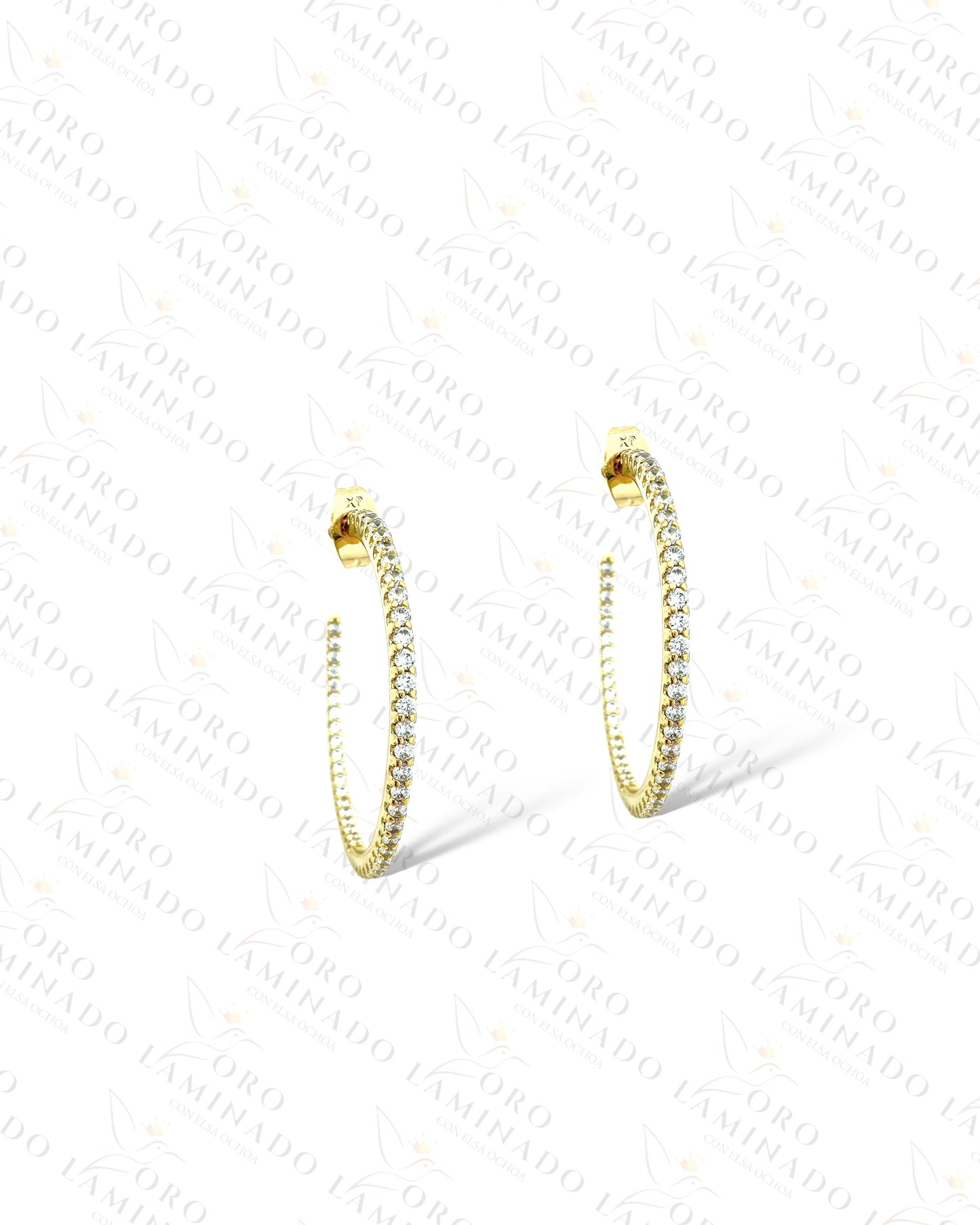 High Quality Thin Diamond Hoop Earrings B139