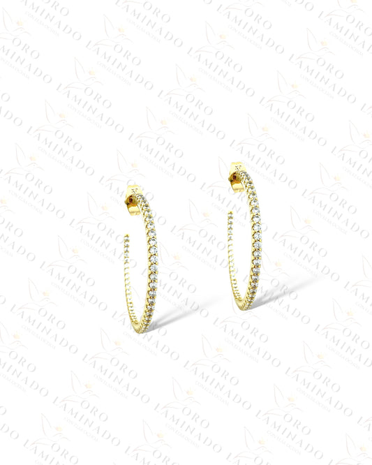 High Quality Thin Diamond Hoop Earrings B139