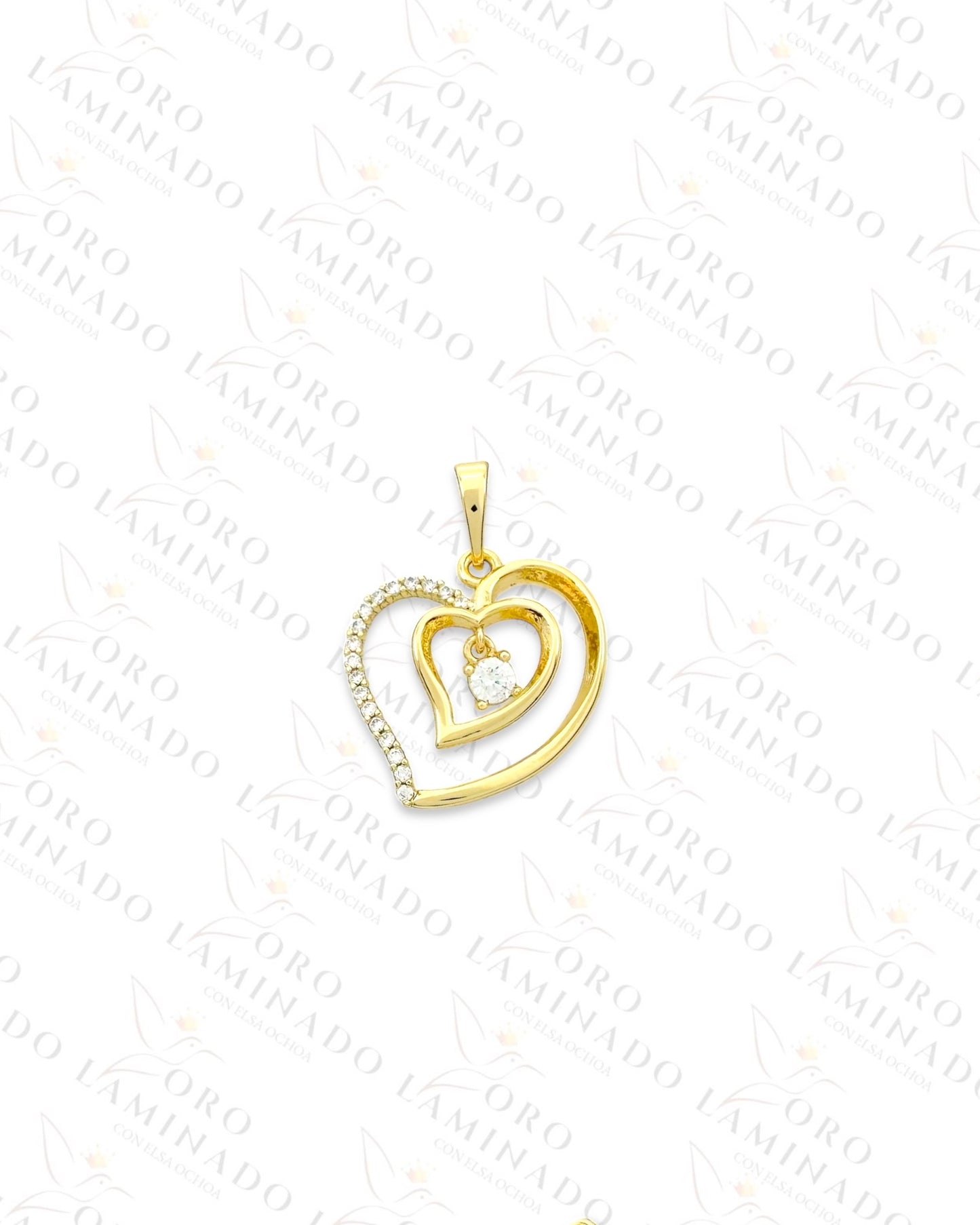 High Quality Sparkling Double Heart Pendant (Gold Filled) Y251