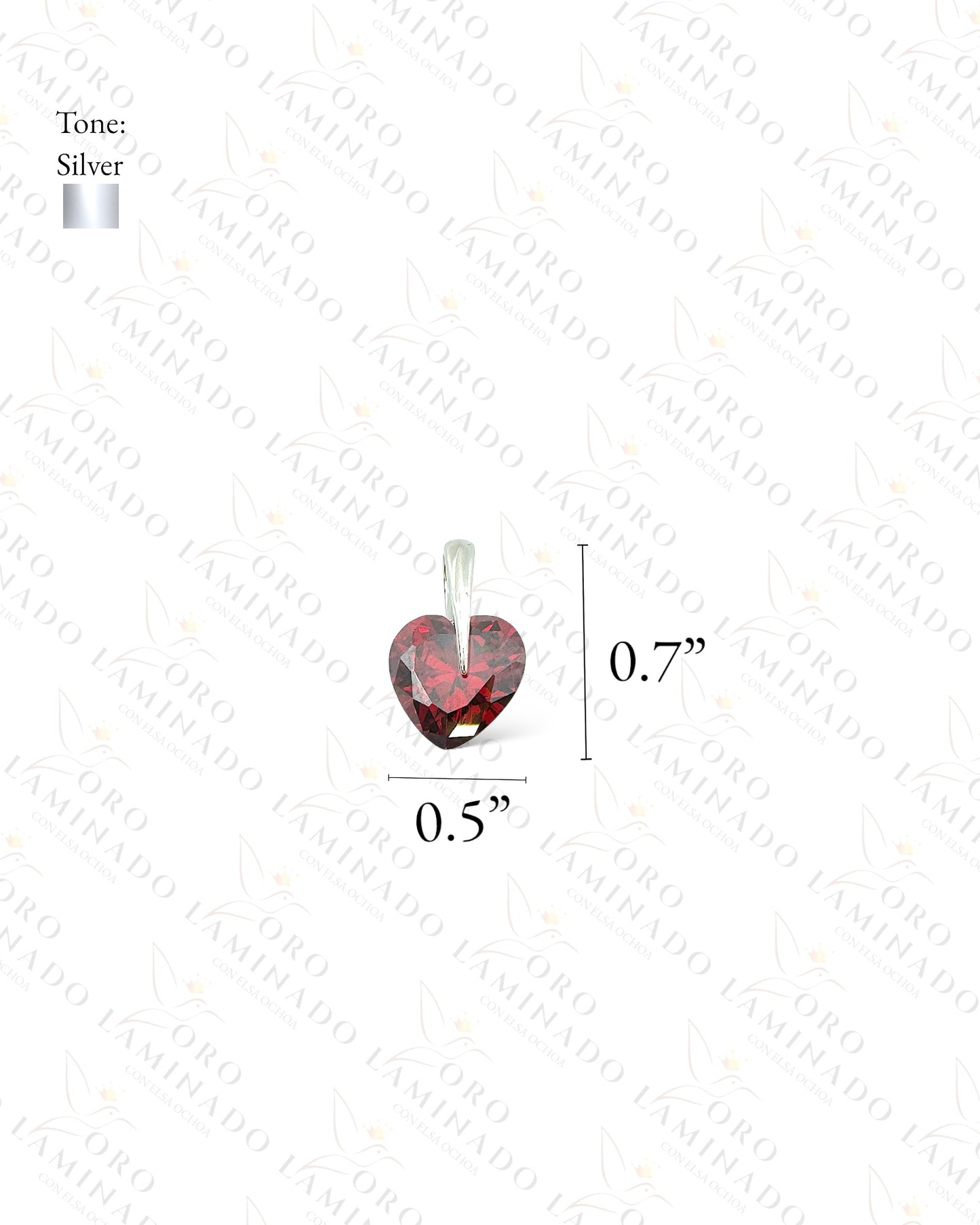 High Quality Silver Red Heart Pendant G60