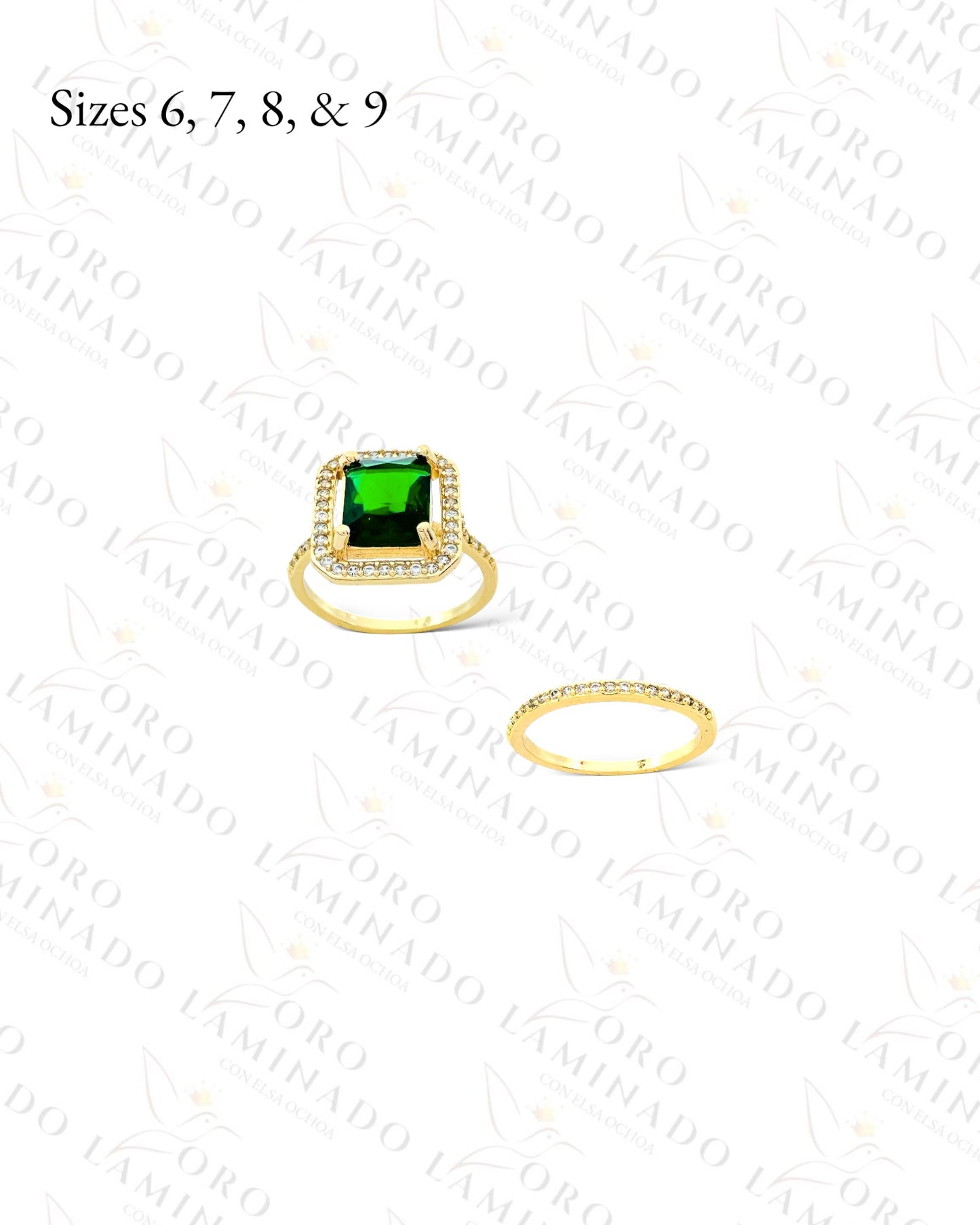 Green Stone Pair Rings (Gold Filled) B289