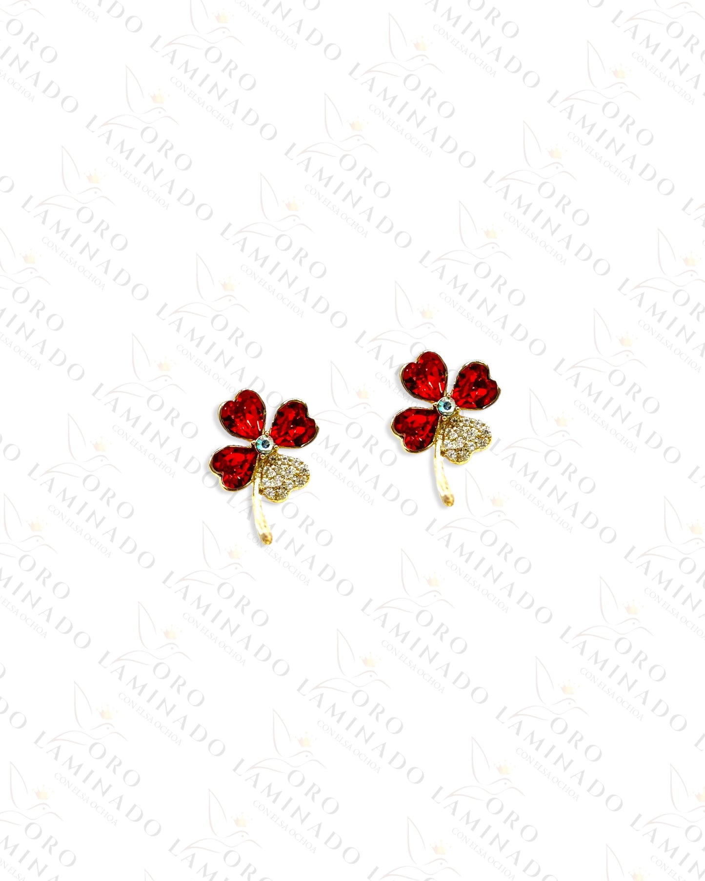 High Quality Red Clover Earrings C435