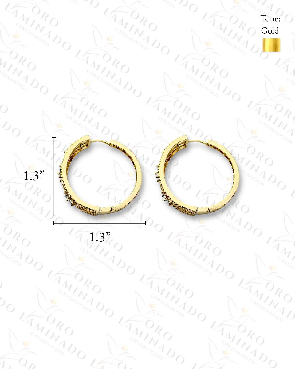 High Quality Crystal Flower Hoop Earrings (Gold Filled) R386