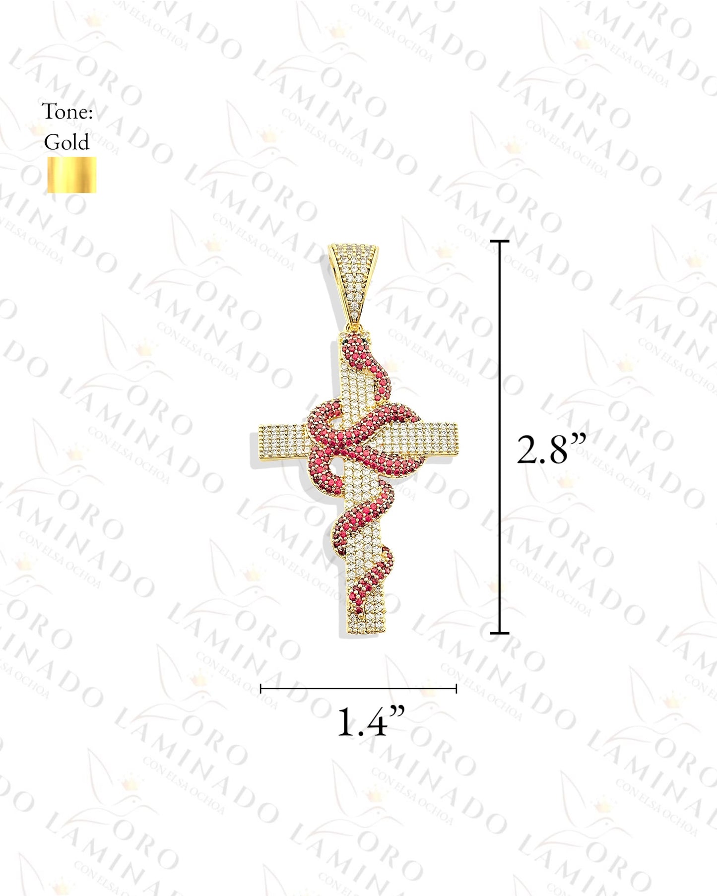 Gold Filled High Quality Cross with Snake Pendant G15