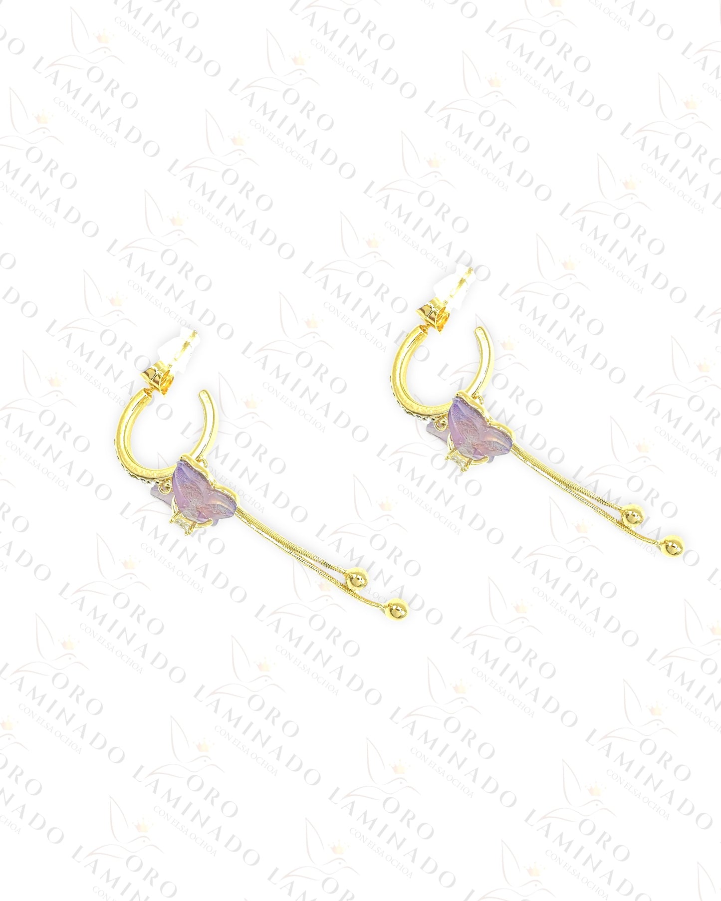 High Quality Purple Butterfly Earrings Y307